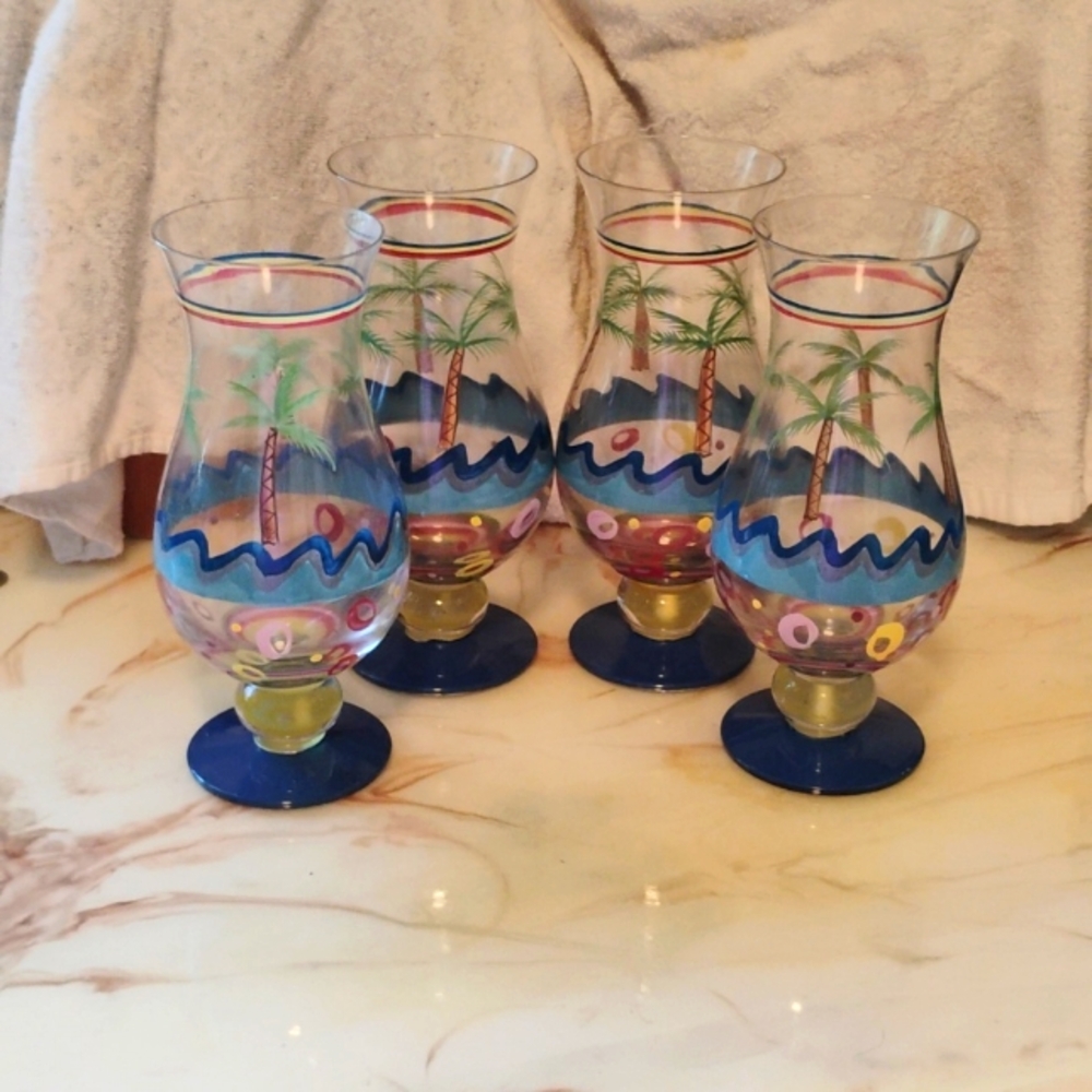 Hand painted cocktail glasses lot of 4
